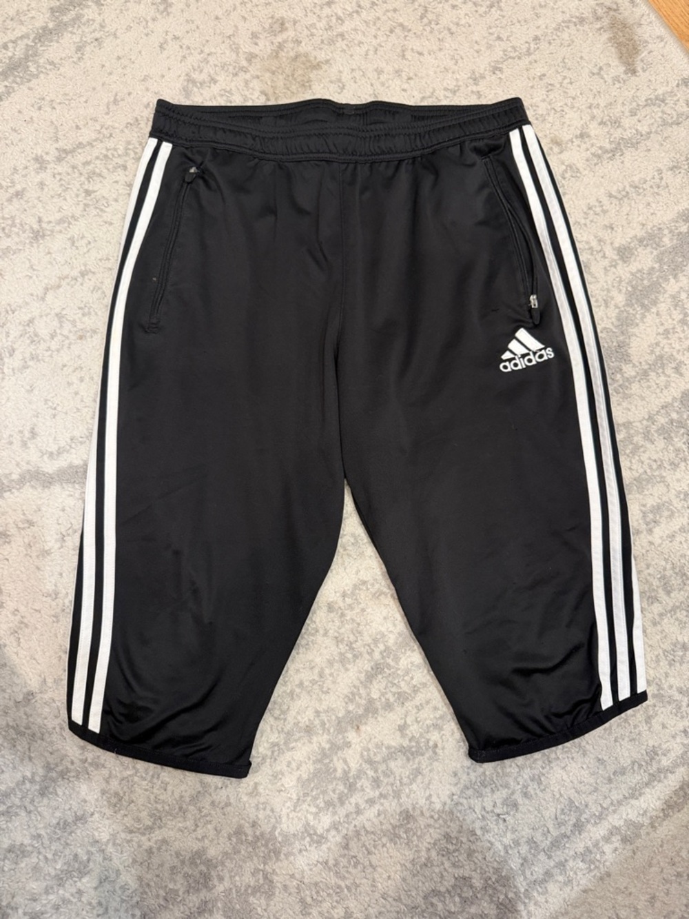 adidas Men's Black Athletic Shorts with White Stripes
